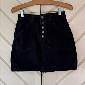 Hollister Black Button-Front Denim Mini Skirt size 3